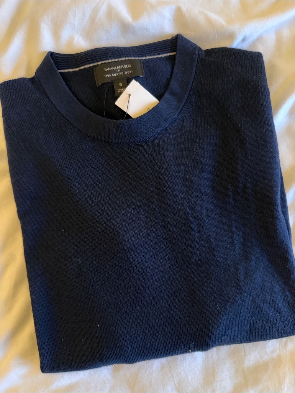 Banana Republic Men's Merino Crewneck Sweater in Navy Blue